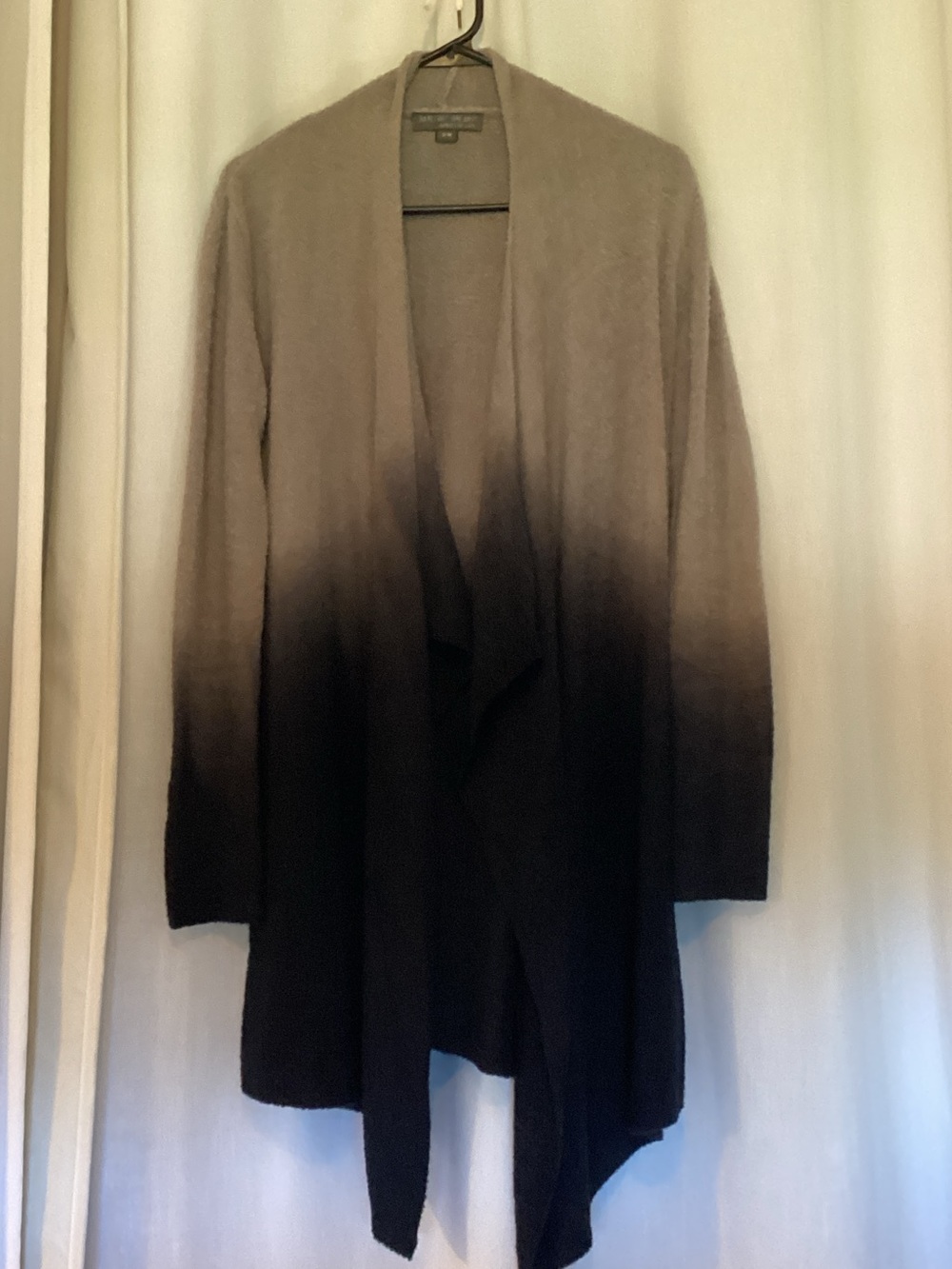 Barefoot Dreams Taupe-to-Navy Ombre Open-Front Long Cardigan